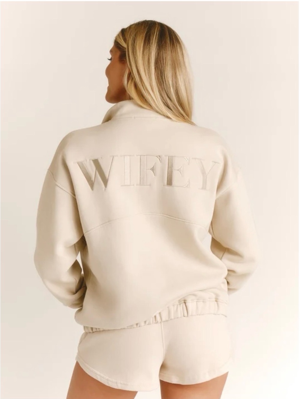 Six Stories Wifey Embroidered Quarter Zip